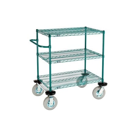 Gec Nexel 3 Shelf Cart, Poly-Green, 36"L x 24"W x 43"H, Pneumatic Rigid Casters SC2436NG3